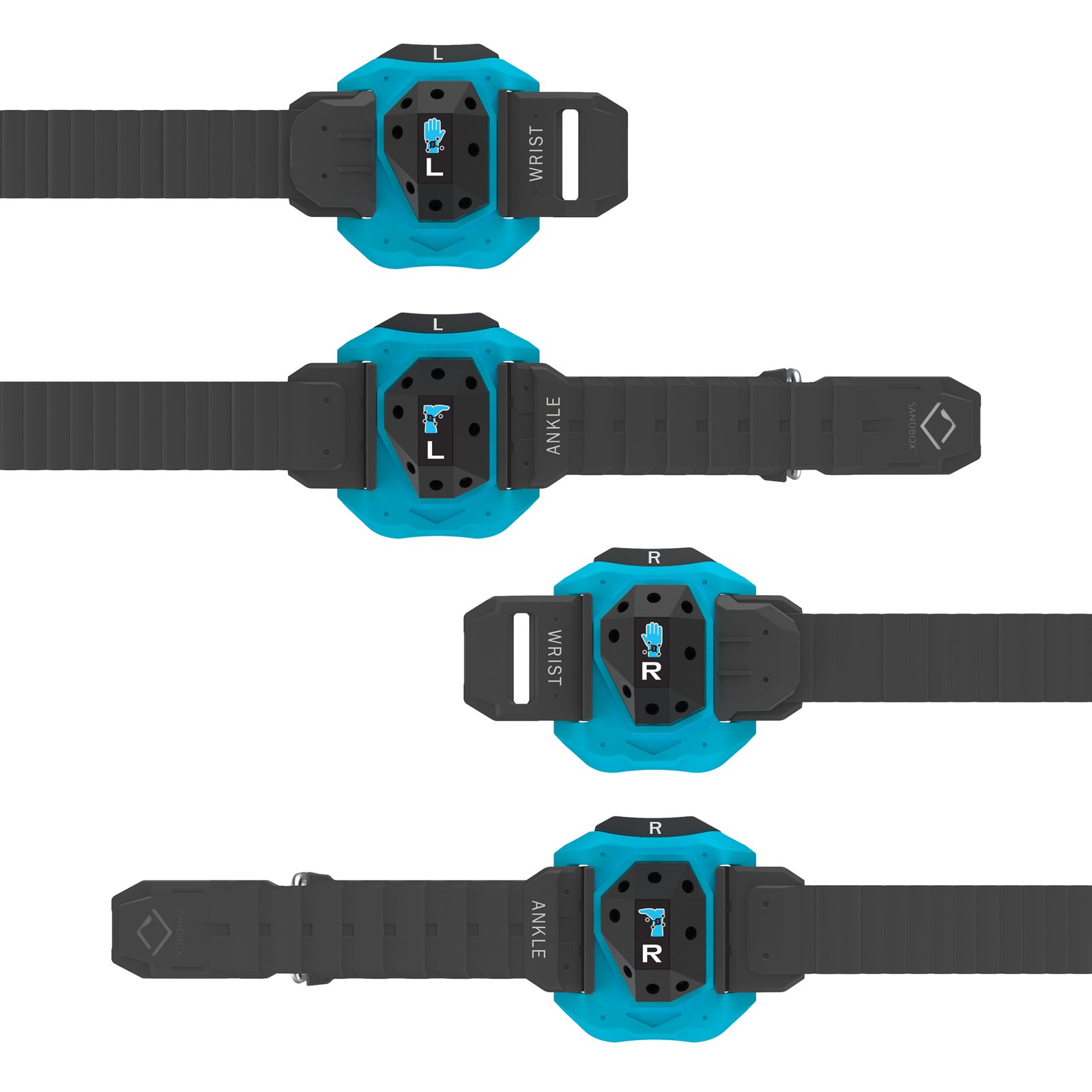Left and right wrist and ankle straps shown as a complete set