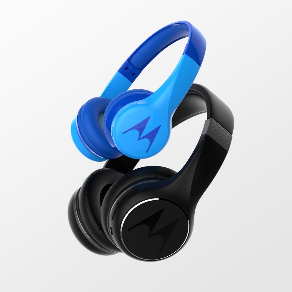 Motorola on-ear headphones in blue and black
