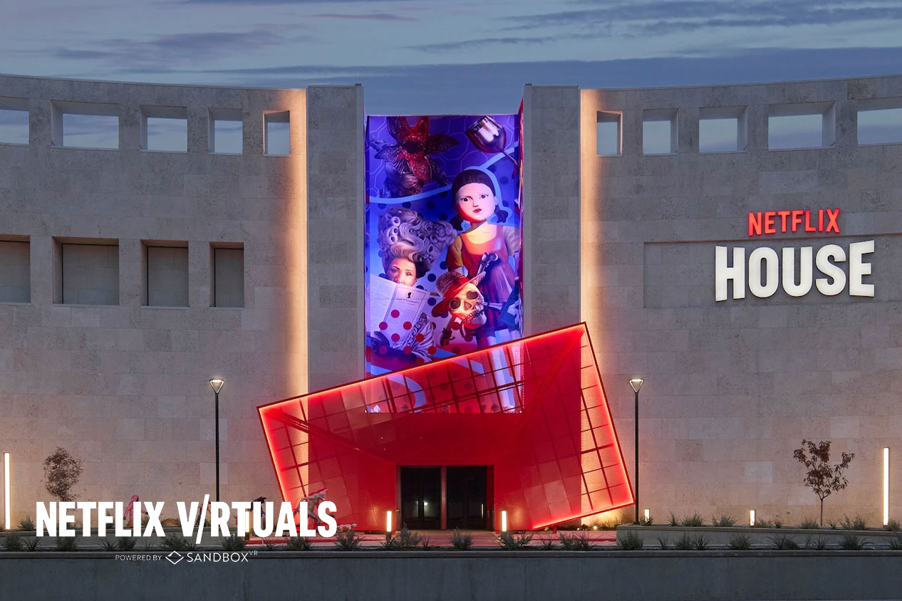 Netflix House exterior at dusk