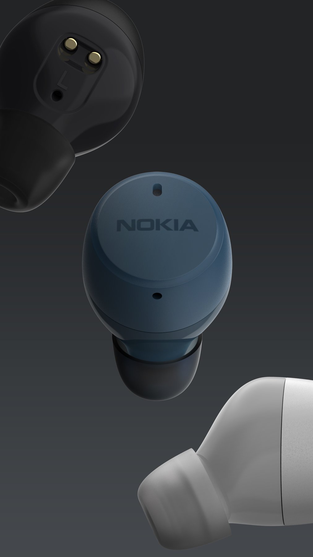 Exploded detail of the black earbud